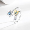 Brass Micro Pave Cubic Zirconia Rotating Cuff Rings for Women RJEW-C132-06P-1