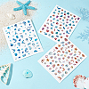 12 Sheets 3 Style Waterproof Ocean Theme PET Nail Art Stickers STIC-OC0001-05-5