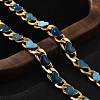 Heart Brass Enamel Curb Chains Bracelets for Women BJEW-B125-03G-3