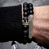 Fashion Retro Black Matte Bracelet Set with Zircon Crown ZZ8347-2-1