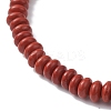 Natural Red Jasper Rondelle & Pearl Beaded Stretch Bracelets BJEW-JB09918-01-4
