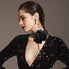 1Pc Retro Cloth Rose Flower Waxed Cord Wrap Choker Necklaces for Women NJEW-CP0001-05A-7