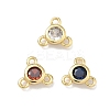 Brass Micro Pave Cubic Zirconia Flat Round Chandelier Component Links KK-B170-05G-1