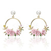 Ring with Flower Alloy & Rhinestone & Polymer Clay Stud Dangle Earrings FS-WGDD86E-04-1