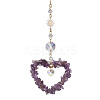 Heart Natural Amethyst Chip Pendant Drcorations HJEW-JM01651-01-1