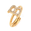 304 Stainless Steel Micro Pave Cubic Zirconia Cuff Open Rings LS-RJEW-D336-01G-09-2