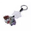 Natural Quartz Crystal Star with Mixed Gemstone Chips Beaded Tassel Keychains KEYC-P012-01P-09-1