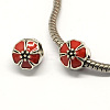 Alloy Enamel Flower Large Hole Style European Beads MPDL-R036-51E-1