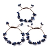 Adjustable Natural Lapis Lazuli Braided Bead Bracelets for Women BJEW-U035-02G-4