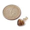 Natural Mixed Gemstone Faceted Heart Charms with Golden Tone Brass Snap on Bails PALLOY-JF02319-2