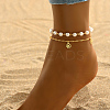 Elegant Brass & Imitation Pearl Double Layer Clover Pendant Anklets for Women's Fashion Style KI5971-2