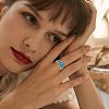 Zinc Alloy with Synthetic Turquoise Finger Rings FS-WGE57A9-03-4