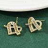 Brass Micro Pave Cubic Zirconia Stud Earrings for Women EJEW-K312-01G-2