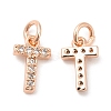 Brass Micro Pave Grade AAA Cubic Zirconia Charms ZIRC-P067-11RG-T-NR-2