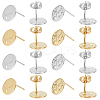 8Pcs 4 Styles 201 Stainless Steel Flat Round Stud Earring Findings STAS-LP0001-18-1
