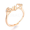 Flower & Bowknot Brass Micro Pave Clear Cubic Zirconia Adjustable Ring Settings KK-T076-78G-1