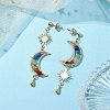 Chakra Moon Copper Wire Wrapped Gemstone Stud Earring EJEW-TA00485-2