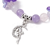 Natural Aquamarine & Rose Quartz & Amethyst Round Beaded Charm Bracelets BJEW-TA00615-01-3