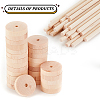 Olycraft 30 Set Chinese Cherry Wood Unfinshed Wheel & Stick DIY-OC0010-68B-4