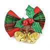 Cloth & Iron Christmas Bowknot Bell Hanging Ornaments  HJEW-S004-01D-1