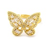 Butterfly Brass Micro Pave Cubic Zirconia Adjustable Rings for Women RJEW-U003-27B-G-2