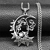 Gothic 201 Stainless Steel Hollow Moon Woman Pendant Necklaces NJEW-K283-04P-1