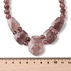 Natural Strawberry Quartz Faceted Bib Graduated Beaded Necklaces for Women NJEW-B128-01L-5