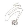 Colorful Rhinestone Heart with Unicorn Pandant Necklace with Cable Chains LS-NJEW-K246-01P-1