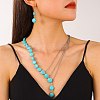 Alloy & Synthetic Turquoise Pendant Necklaces for Women FS-WGFCE16-06-1