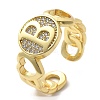Brass Micro Pave Clear Cubic Zirconia Open Cuff Rings for Women RJEW-K289-02G-B-4