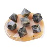 No Hole/Undrilled Natural Labradorite Beads Home Display Decorations with Natural Agate Bases G-H240-01F-1