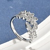 Brass Micro Pave Cubic Zirconia Cuff Rings for Women RJEW-D322-05P-1
