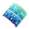 10Pcs 10 Colors Handmade Polymer Clay Heishi & Brass Bead Stretch Bracelets for Women BJEW-MZ00198-5