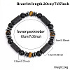 European Synthetic Non-magnetic Hematite & Natural Obsidian & Lava Rock & Tiger Eye Beaded Stretch Bracelets for Men XR3727-3-1