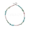 Natural Rose Quartz & Howlite & Green Aventurine Chip Beaded Necklaces NJEW-JN05099-02-4