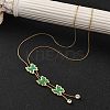 PVD Vacuum Plating 304 Stainless Steel Enamel Imitation Malachite Butterfly Pendant Necklaces NJEW-C063-02G-3