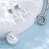 Round Plastic Imitation Pearl Stud Earrings & Cubic Zirconia Rhinestone Cuff Choker Necklaces Sets SJEW-U003-05P-3