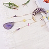 Copper Wire Wrapped Natural Amethyst Chips Moon Suncatcher HJEW-H065-10C-2