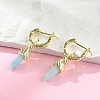 Natural Flower Amazonite Hoop Earrings EJEW-P306-01G-11-3
