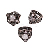 Natural Rose Quartz Retro Finger Rings RJEW-B067-01R-18-1