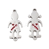 Valentine's Day 304 Stainless Steel FireBrick Enamel Boy Girl Connector Charms STAS-Z078-16P-1