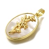 Brass Pave Shell Birth Flower Pendants FIND-I040-04B-2