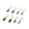 Gemstone Bullet with Star Dangle Hoop Earrings EJEW-JE05003-1