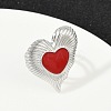 Heart 304 Stainless Steel Enamel Finger Rings for Women RJEW-G355-09P-02-2