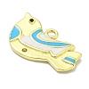 Real 18K Gold Plated Brass Enamel Robin Bird Pendants KK-L224-060G-02-2