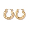 Ion Plating(IP) 304 Stainless Steel Donut with Star Hoop Earrings for Women EJEW-E199-03G-1