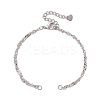 304 Stainless Steel Singapore Chain Bracelet Makings AJEW-JB01322-02-S-1