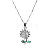 Brass Crystal Rhinestone Sunflower Pendant Necklaces JV9575-3