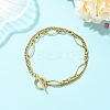 304 Stainless Steel Curb Chain & Singapore Chain Double Layer Chain Bracelets for Women BJEW-JB13669-2