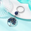 Natural Lapis Lazuli Chips Flat Round with Tree of Life Kcychain KEYC-JKC00563-01-3